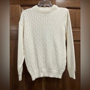 Canda Women’s Off-White Crew Neck Textured Knit Vintage Sweater, Size 44 XL